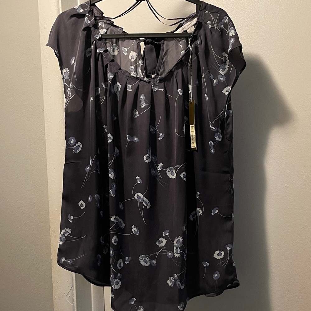 LC Lauren Conrad Black Floral Blouse
